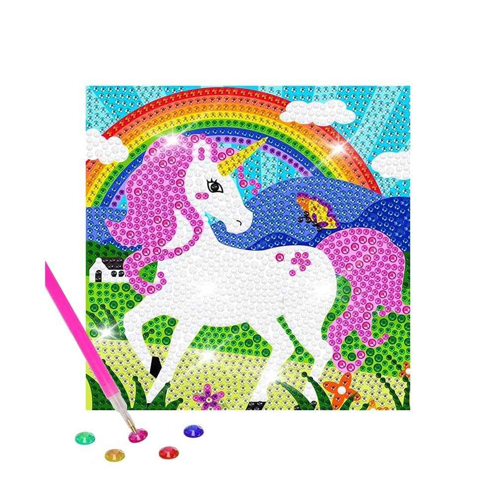 Pintura de Arte de Parede 5D 15x15cm - Kit de Diamante com Tema de Unicórnio para Iniciantes