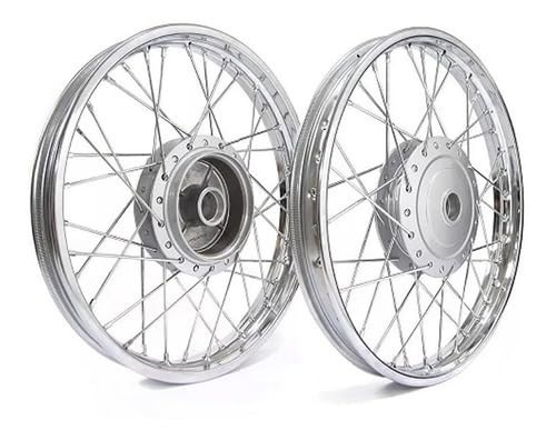 Par de Aros de Roda Raiados 4mm YBR 125 / Factor (Tambor) - Dianteiro e Traseiro