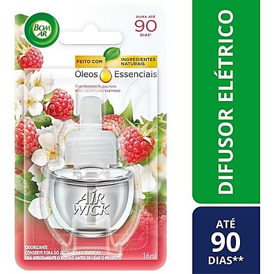 Difusor Elétrico Bom Ar Framboesa e Jasmim: 90 Dias de Aroma!
