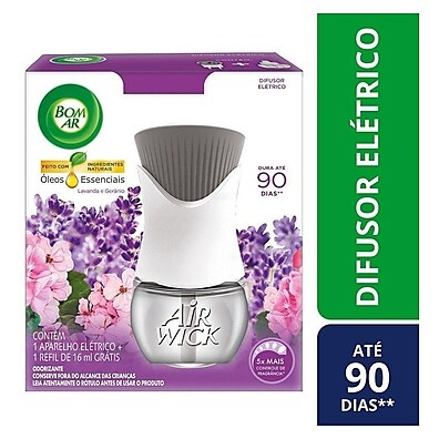 Difusor Elétrico Bom Ar Lavanda e Gerânio: Aromatize Sua Casa por 90 Dias!