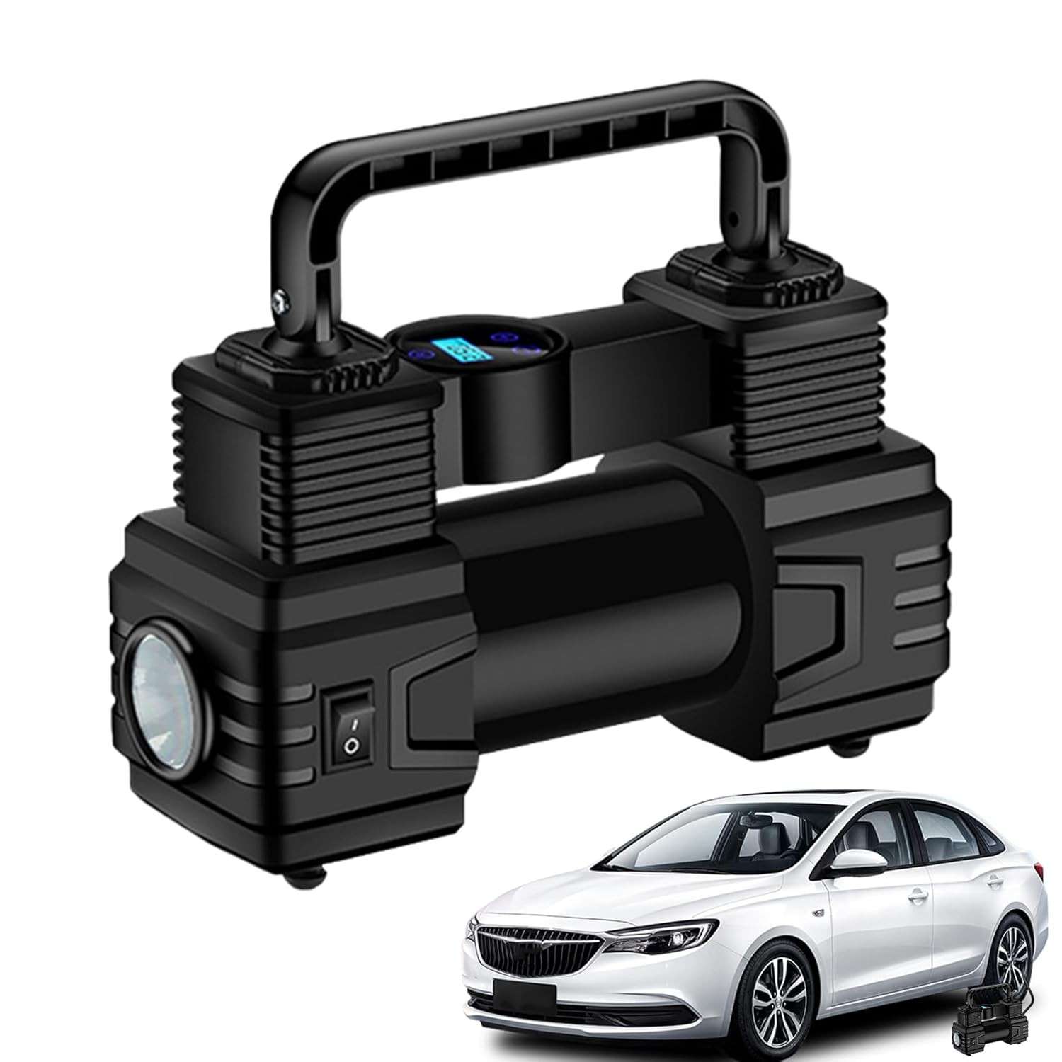 Compressor de Ar Portátil Digital LED - Inflador de Pneus 12V para Carros, Motos e Bicicletas