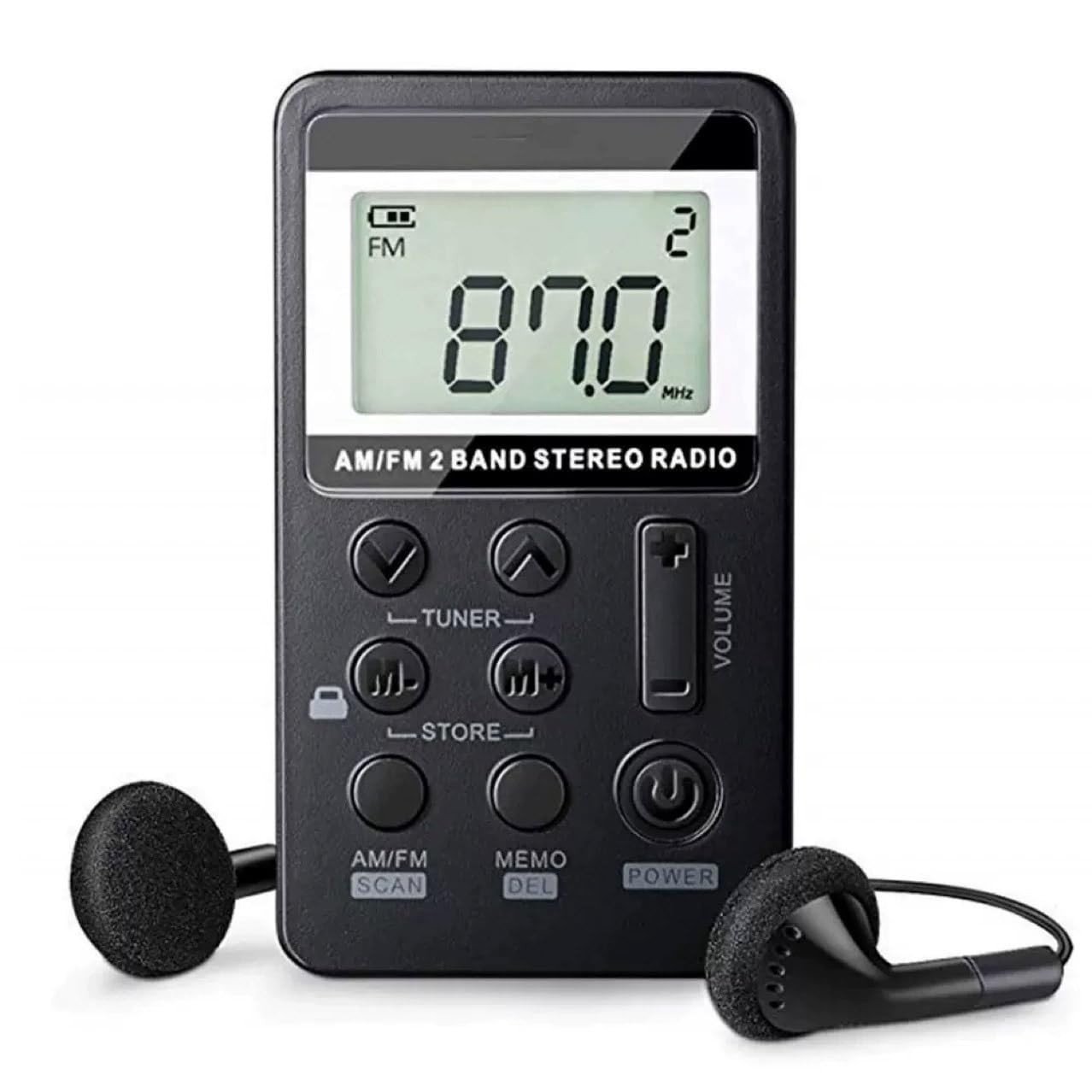 Mini Rádio Digital Portátil AM/FM Estéreo com Fone de Ouvido - Som Cristalino em Qualquer Lugar!