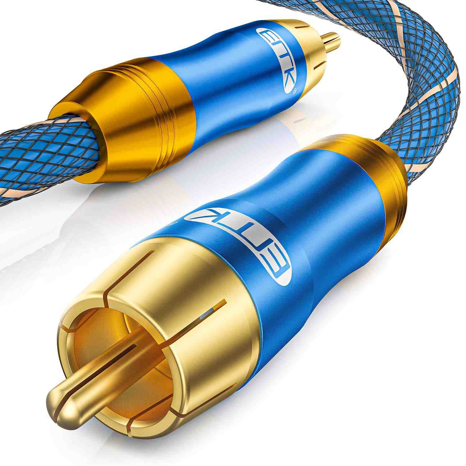 Cabo Subwoofer EMK 2m: Som Imersivo com Conexão Digital Coaxial RCA Dourado