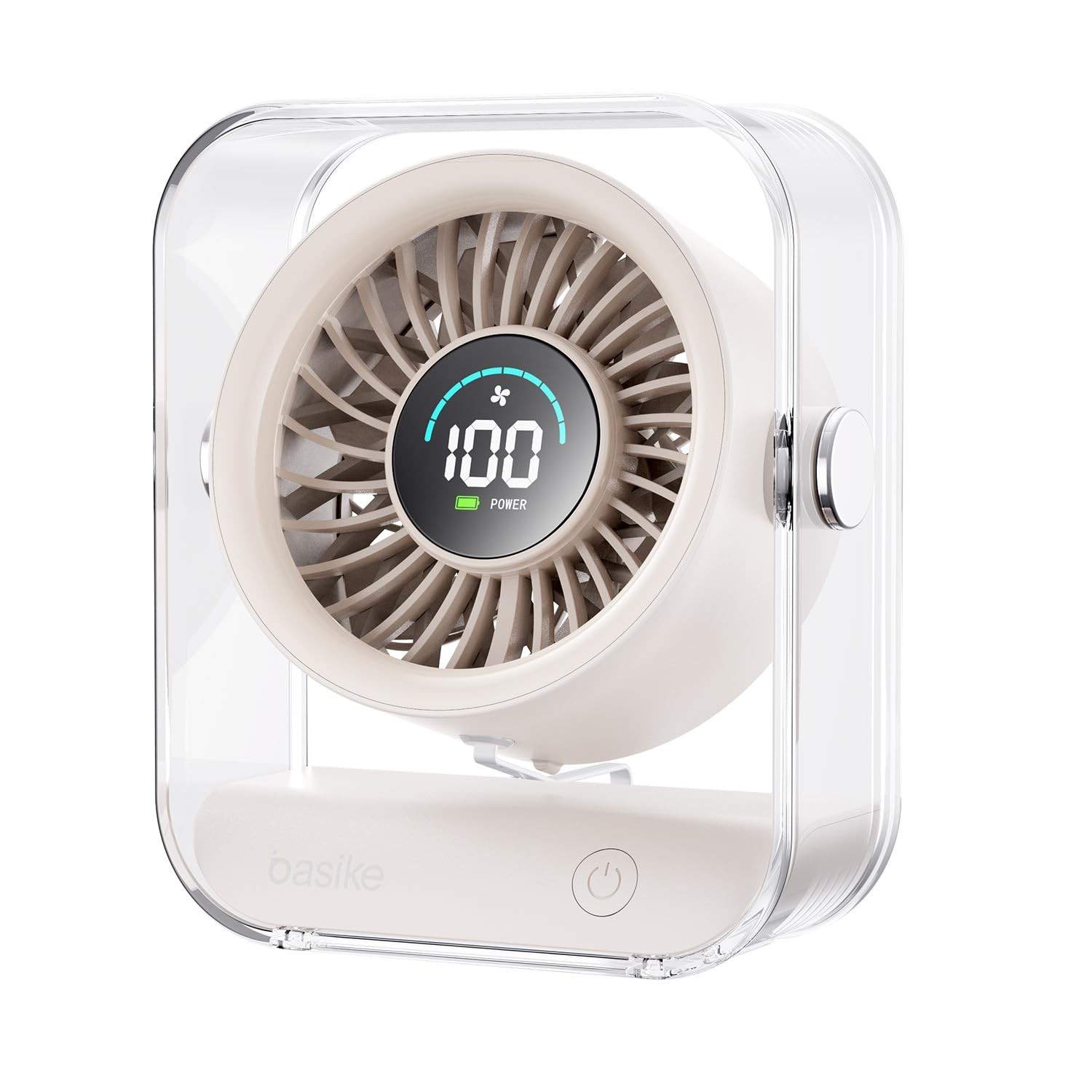 Basike Ventilador de Mesa Mini com Display Digital - 100 Níveis de Velocidade, Bateria 5000mAh, Silencioso e Portátil