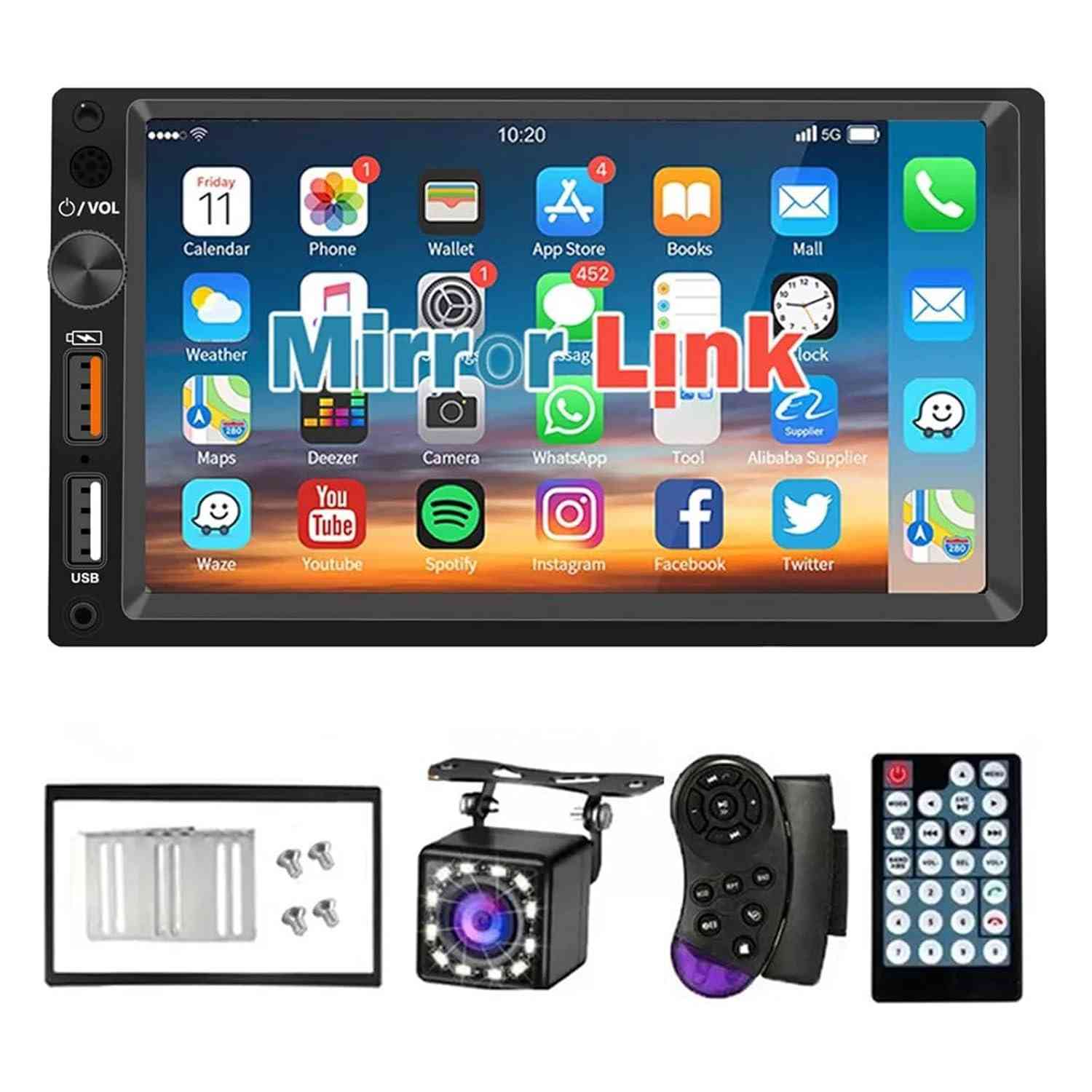Central Multimídia FINYQBET 2 Din 7" com Android Auto, Bluetooth 5.1 e Câmera de Ré - Conectividade Total para seu Veículo