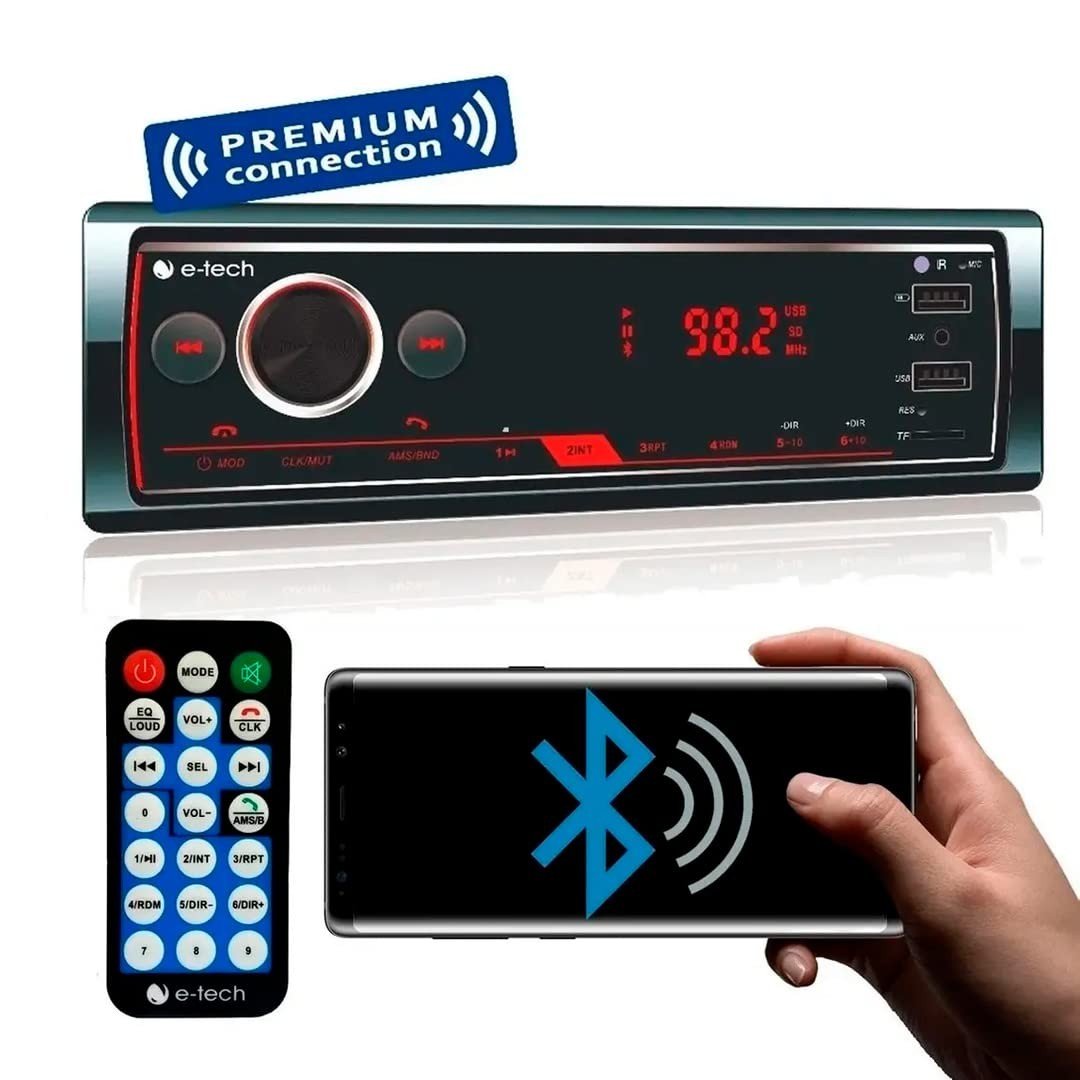 Rádio MP3 E-Tech Imports Linha Premium 1 Din: Som e Conectividade Total