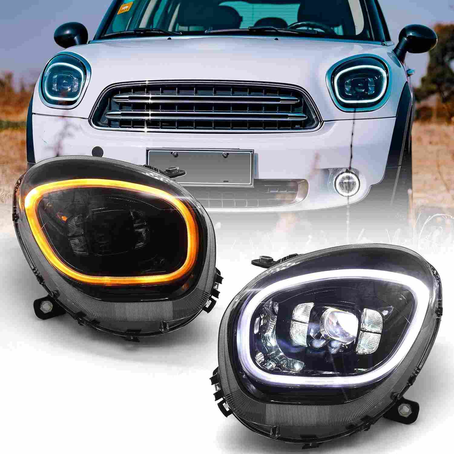 Farol de LED com Animação Dinâmica para BMW Mini Cooper R60/R61 (2011-2016) - Upgrade Visual e Segurança