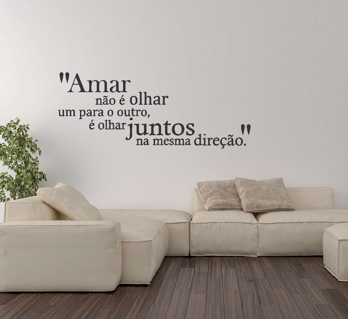 Adesivo de Parede Amar É Olhar Na Mesma Direção - Decoração Romântica para Casal
