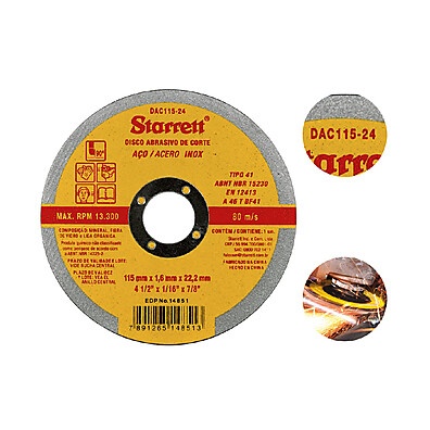 Disco Abrasivo Starrett DAC115-24 – Corte Rápido e Preciso em Metal