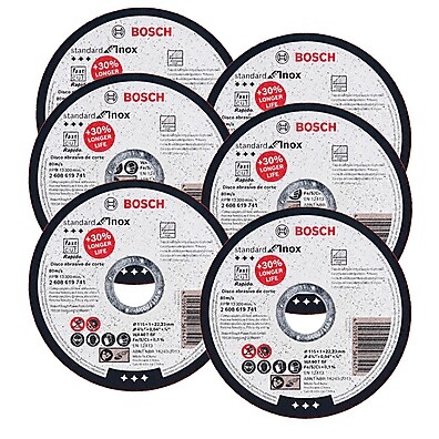 Disco Corte Inox 115mm Bosch: Kit 6 Unidades