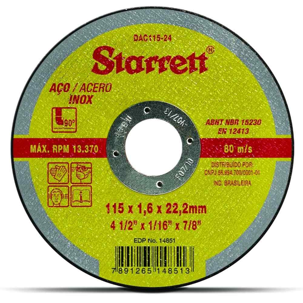 Disco de Corte Inox Starrett DAC115-24: Corte Preciso!
