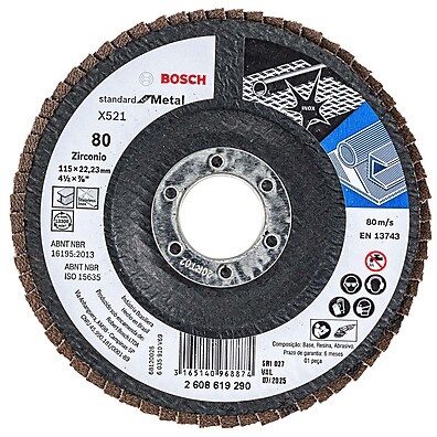 Disco Flap 115mm Bosch: Desbaste e Acabamento Impecáveis