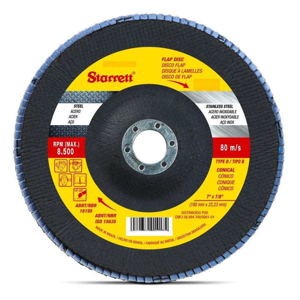 Disco Flap Cônico 4.1/2" Starrett: Desbaste e Acabamento