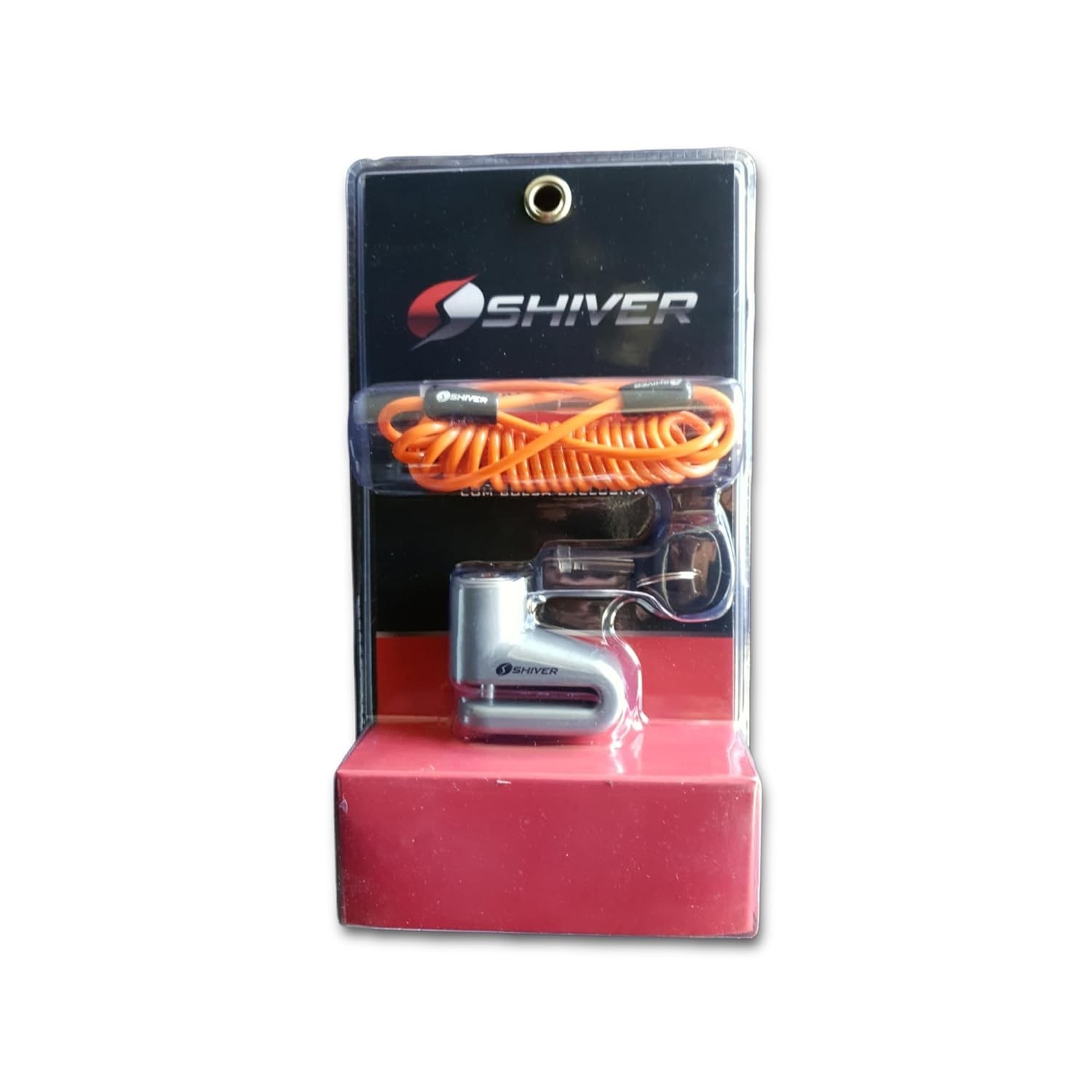 Shiver Cadeado para Disco de Freio de Moto com Lembrete Pino 5,5mm + Bolsa Protetora