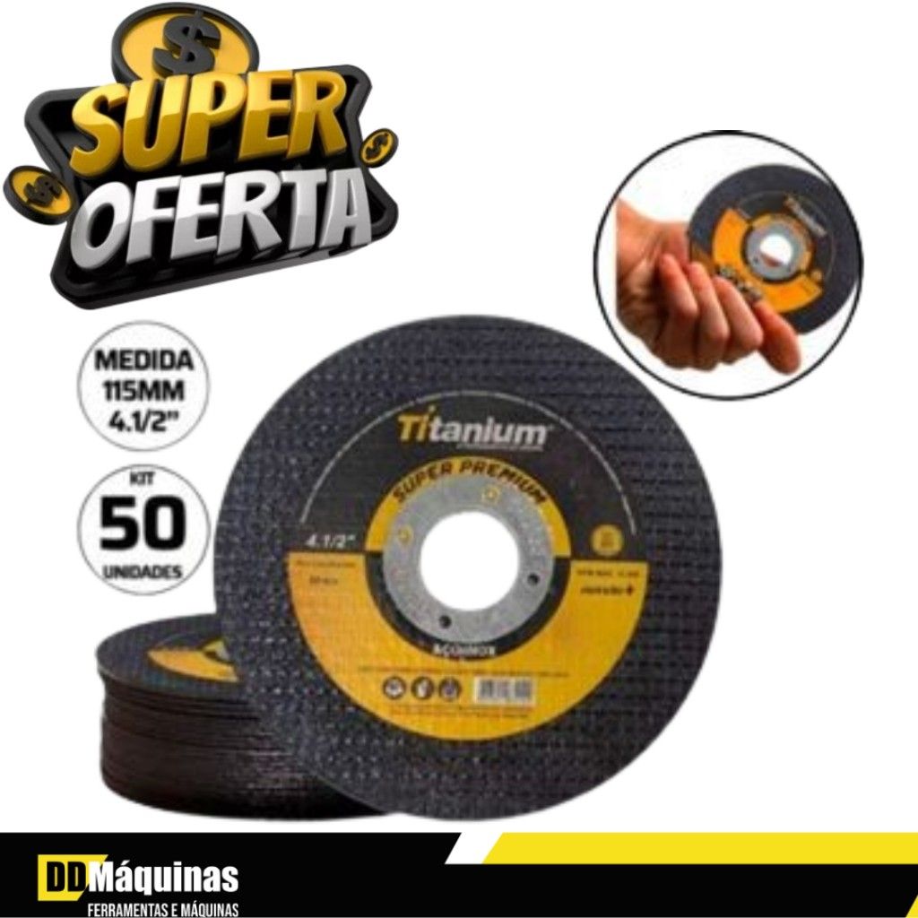 Discos de Corte 4.1/2 Titanium: Kit 50 Unidades