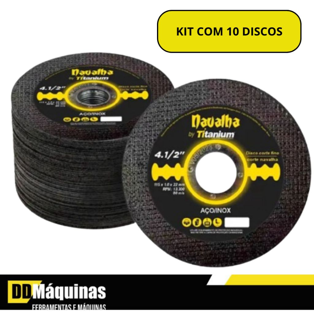 Discos de Corte Fino Titanium: Kit 10 Unidades