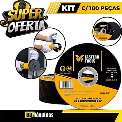 Discos de Corte Inox Fasterr: Kit 100 Unidades