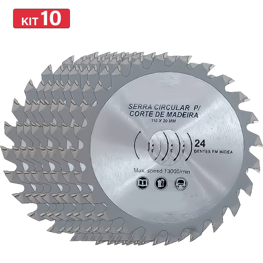 Discos de Corte Madeira 110mm: Kit 10 Unidades