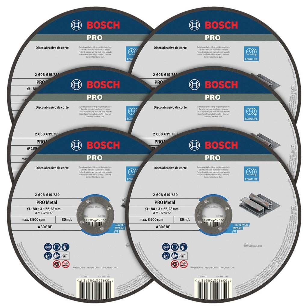 Discos de Corte Metal 180mm Bosch: Kit com 6!