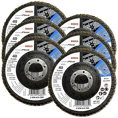 Discos Flap 115mm Bosch: Kit 6 Unidades Grão 40