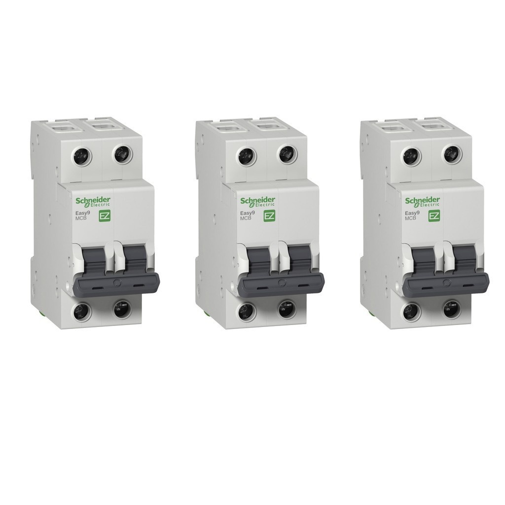 Disjuntor Bipolar 40A Schneider Easy9: Kit com 3