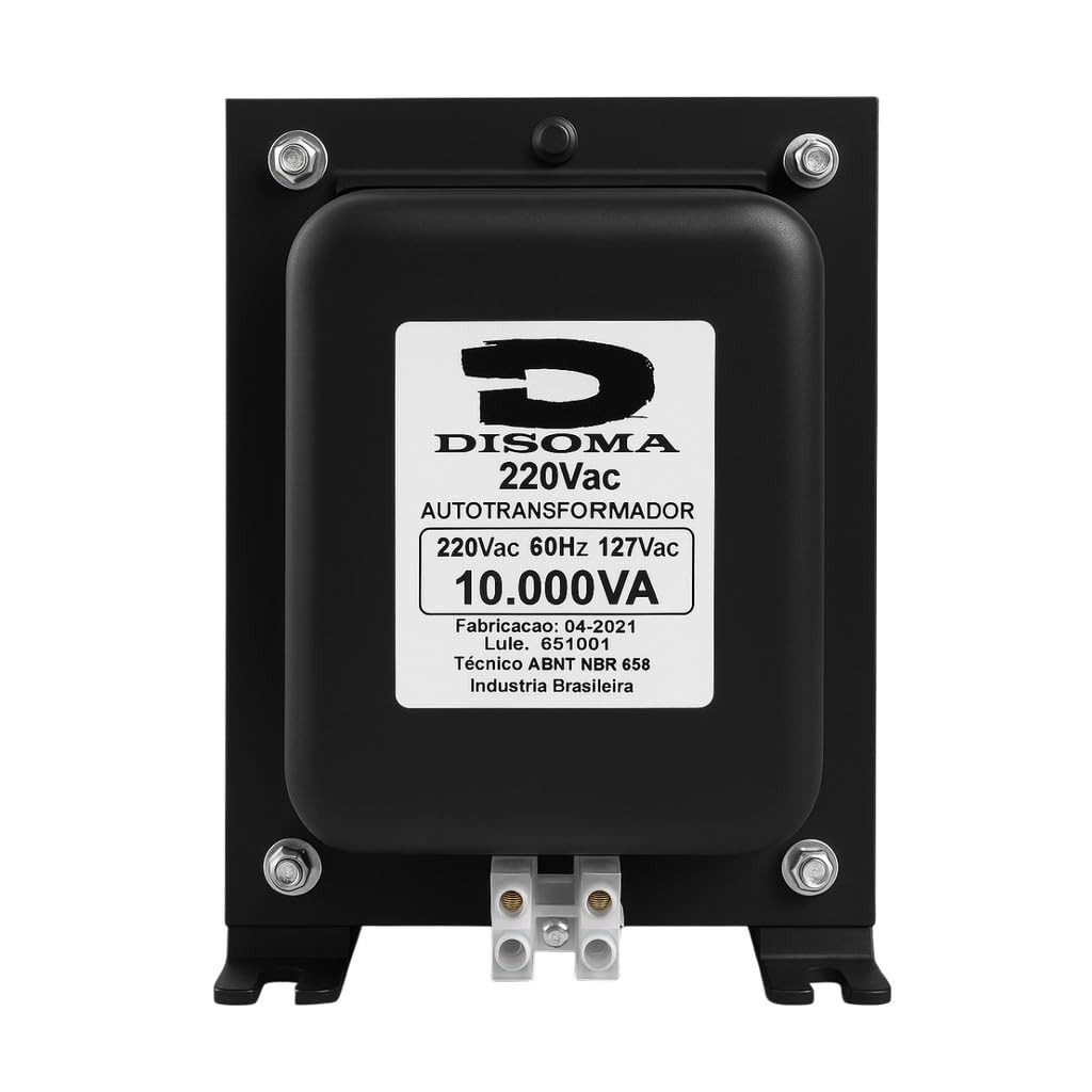 Transformador 10.000VA Disoma: Potência Real 5.550W Bivolt com Conector Sindal 30A para Equipamentos Pesados