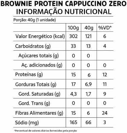Belive Display Brownie Belive Sabor Cappuccino- Protein - Zero Açúcar- Display Com 10 Unidades