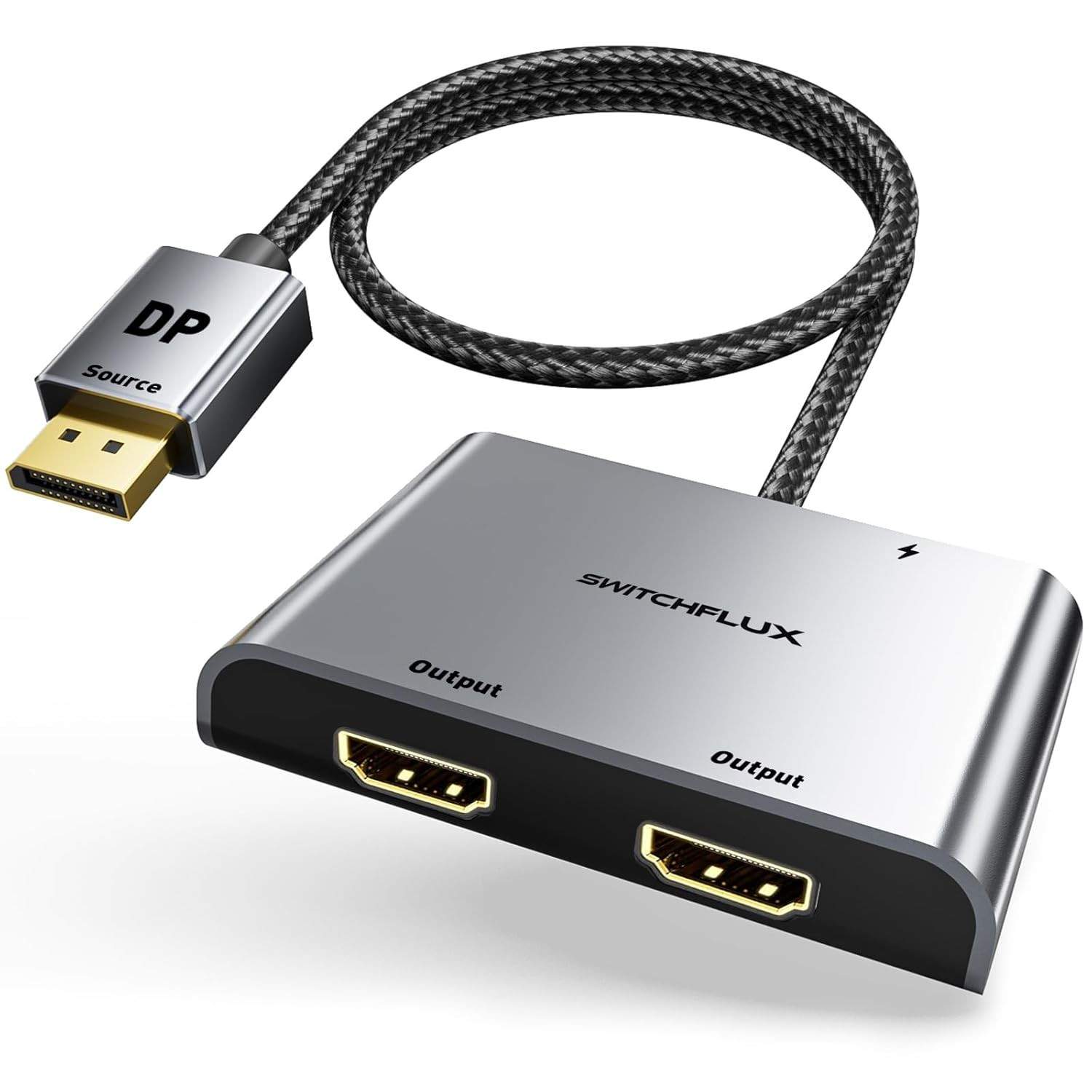 SWITCHFLUX Adaptador DisplayPort para 2 HDMI 4K@60Hz - Expanda sua Visão!