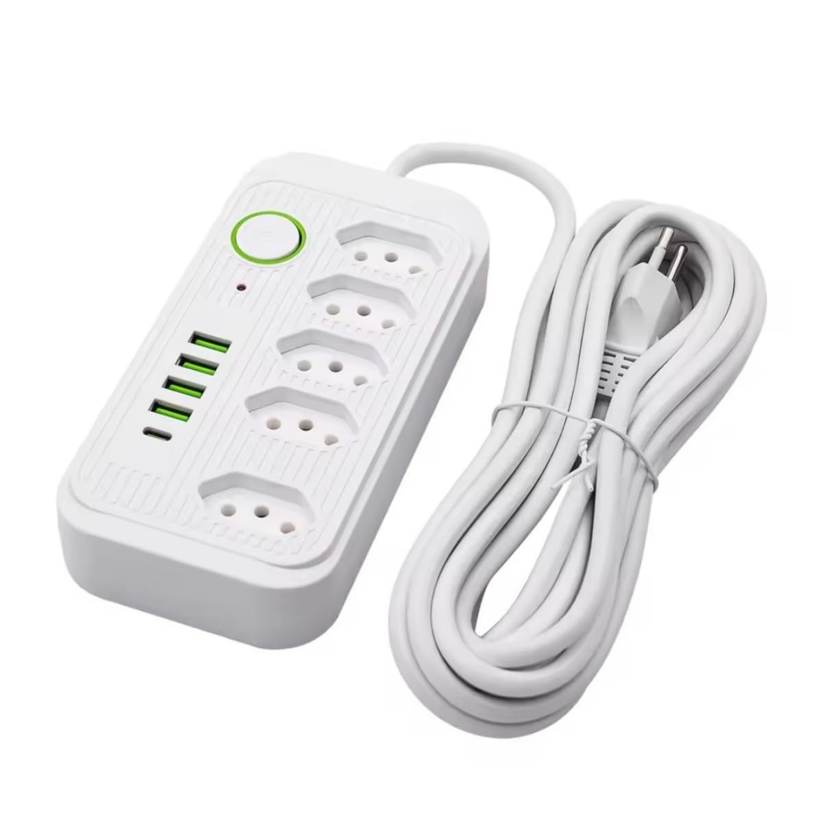 Extensão Elétrica 5 Tomadas com USB-C: Carregamento Rápido e Segurança para Seus Dispositivos