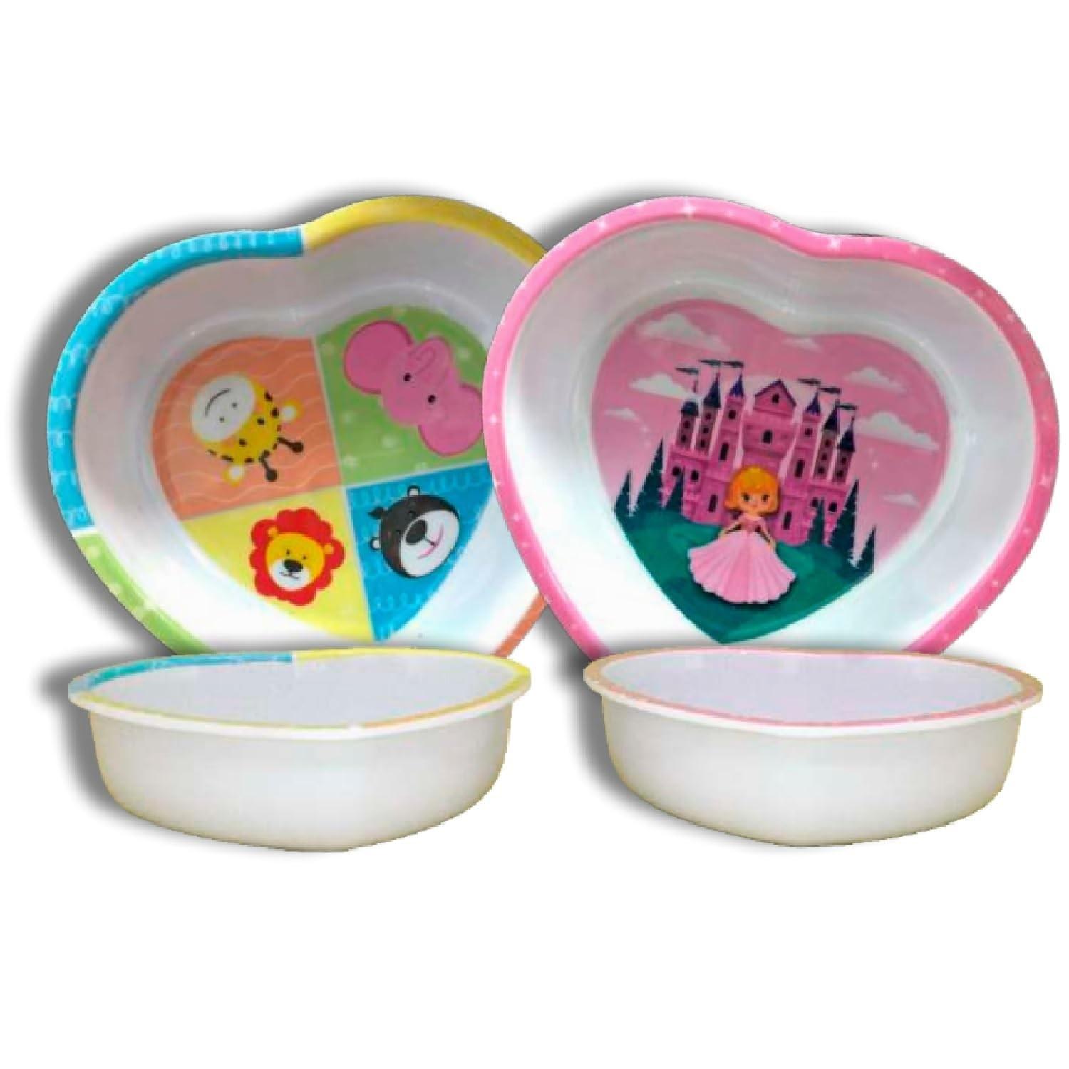 Prato Infantil em Forma de Coração para Meninas - 15,5cm | Tigela Divertida com Tema de Princesas
