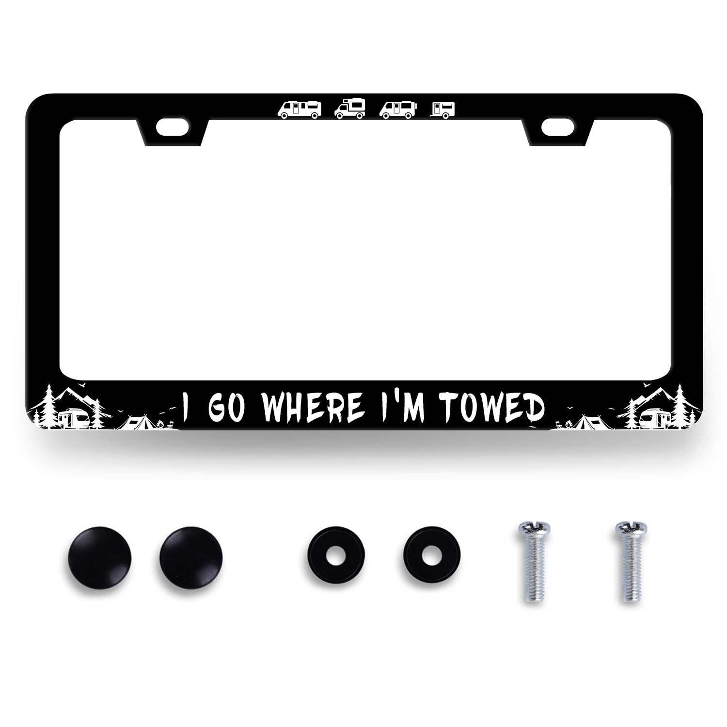 Moldura de Placa "I Go Where I'm Towed" - Aço Inoxidável Divertida e Durável para Seu Carro