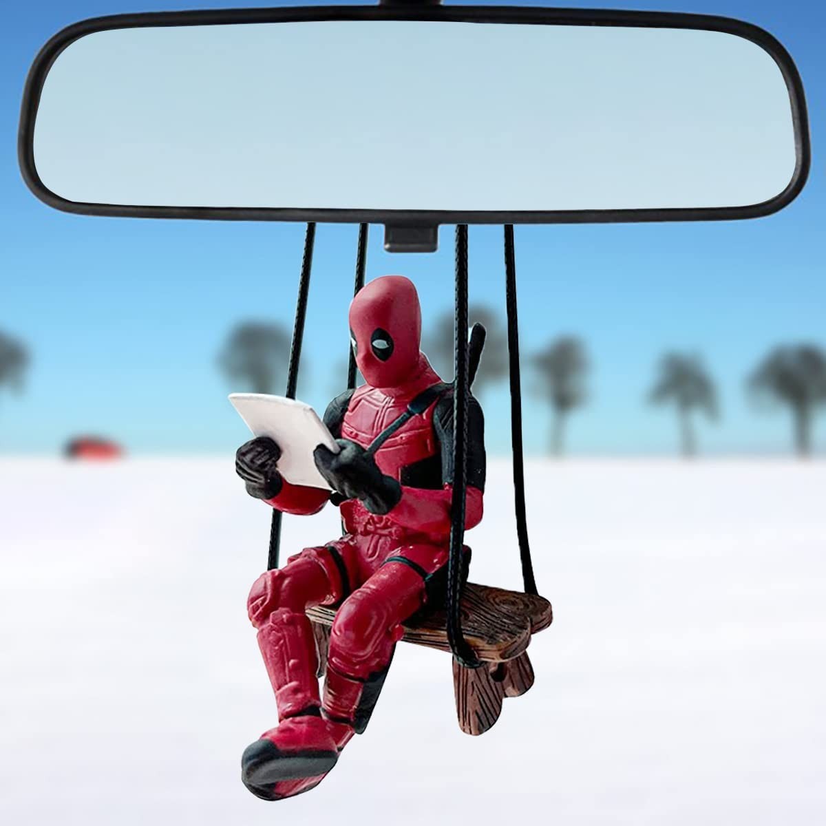 Decoração Divertida para Carro: Pingente Anime Deadpool para Espelho Retrovisor
