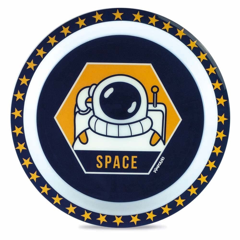 Prato Raso Infantil Astronauta Azul - Pimpolho Leve e Divertido