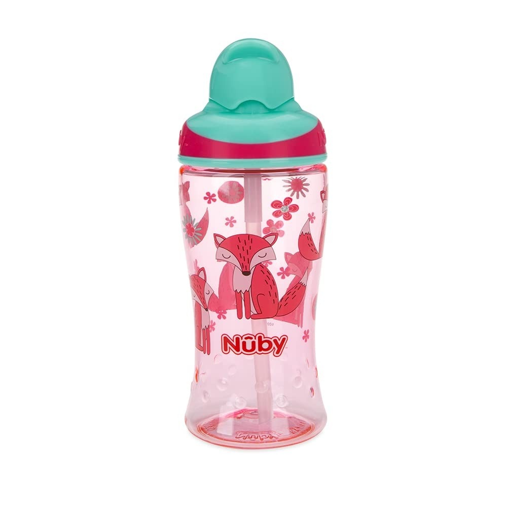 Copo Nuby Tritan com Canudo Retrátil 360ML Rosa - Seguro, Resistente e Divertido
