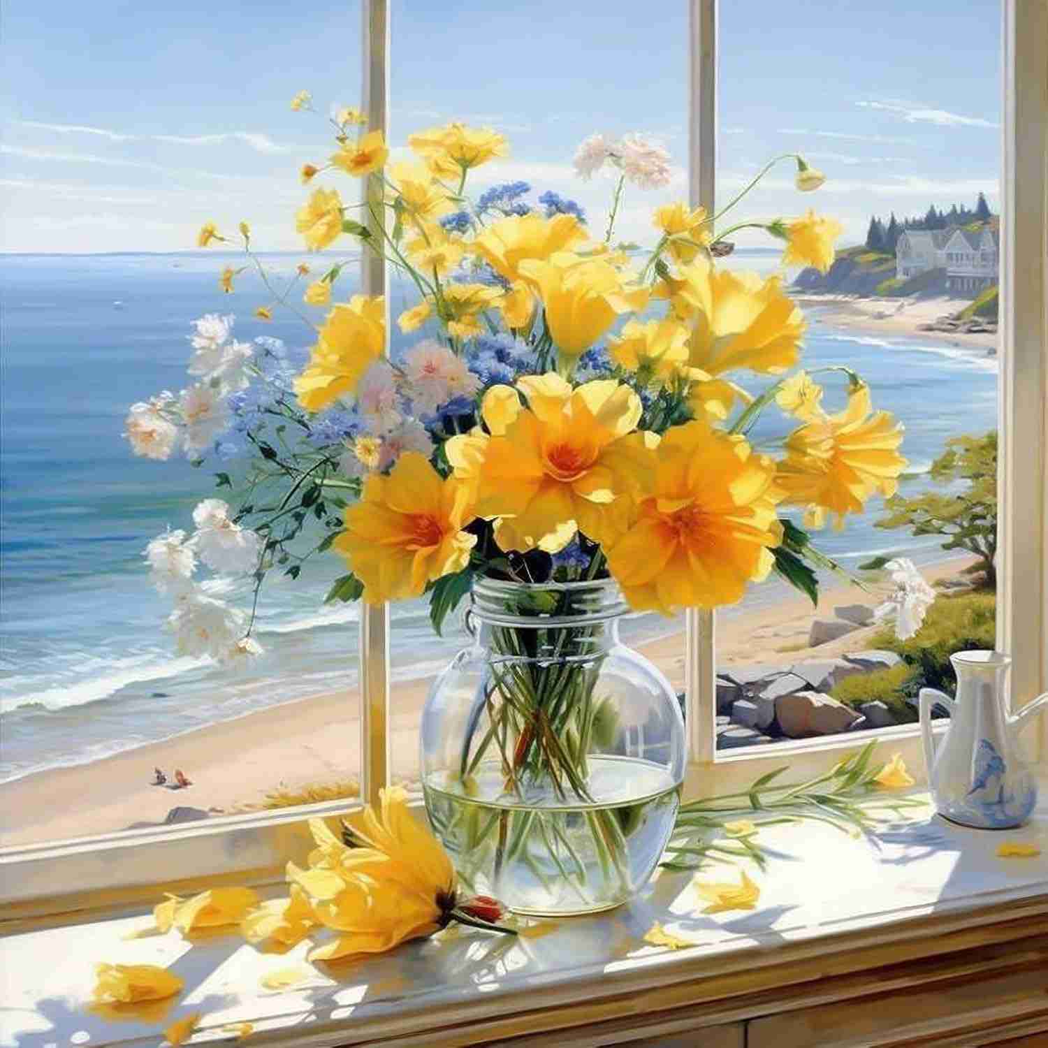 Kit de Pintura por Números PRASIO - Tela de Flores para Adultos | DIY Criativo e Relaxante