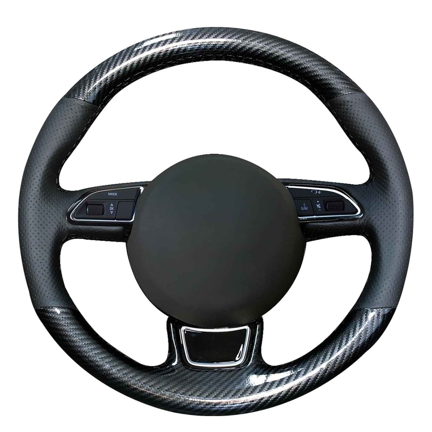 Capa de Volante MEWANT: Couro Genuíno + Fibra de Carbono para Audi (DIY Personalizado)