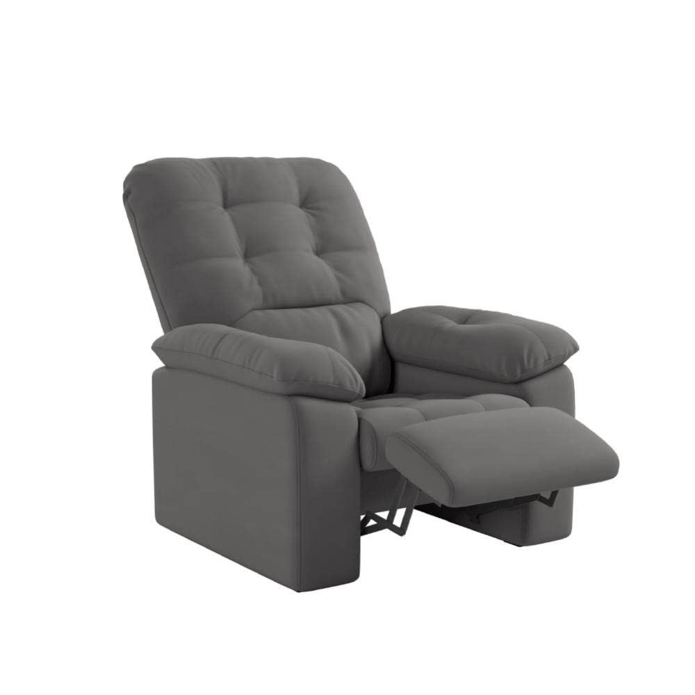 Poltrona do Papai Reclinável Estoril Cinza - Conforto Premium em Suede Veludo