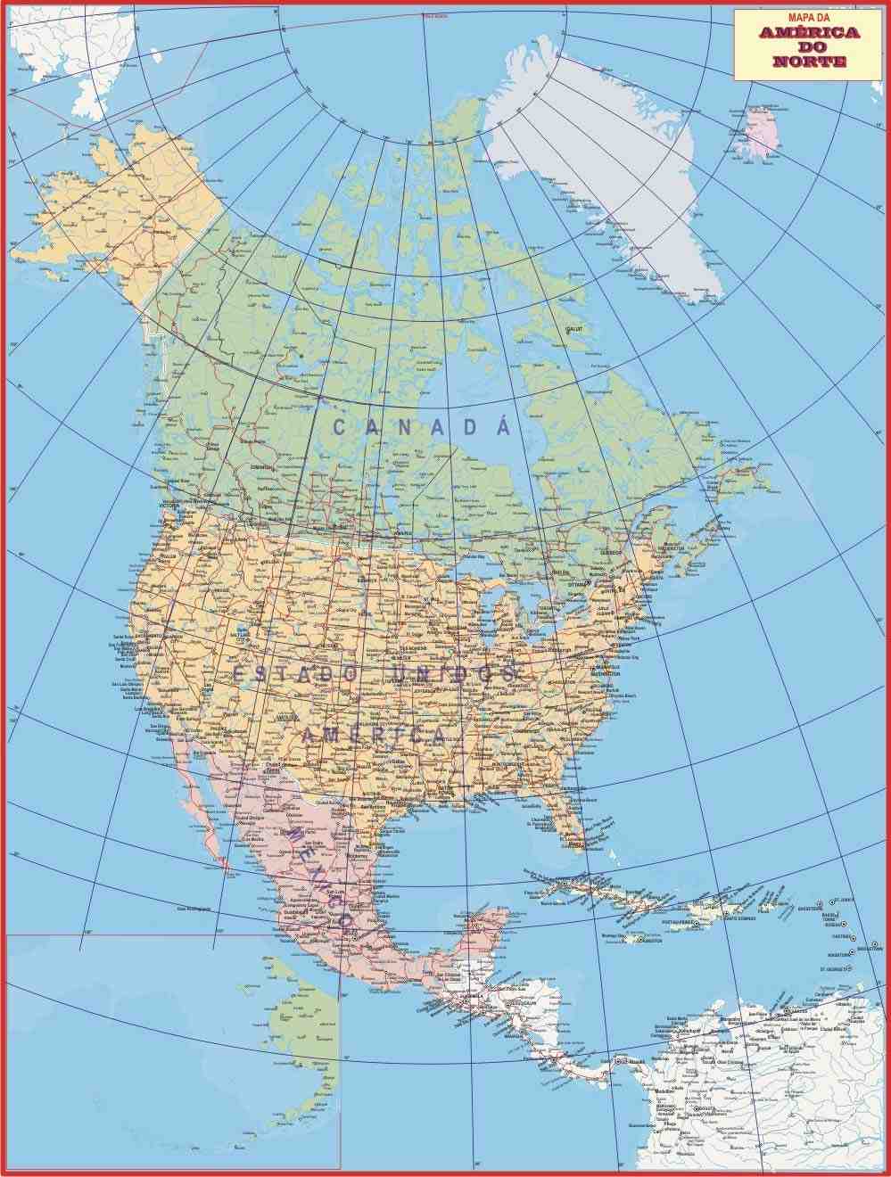 MAPA DA AMÉRICA DO NORTE