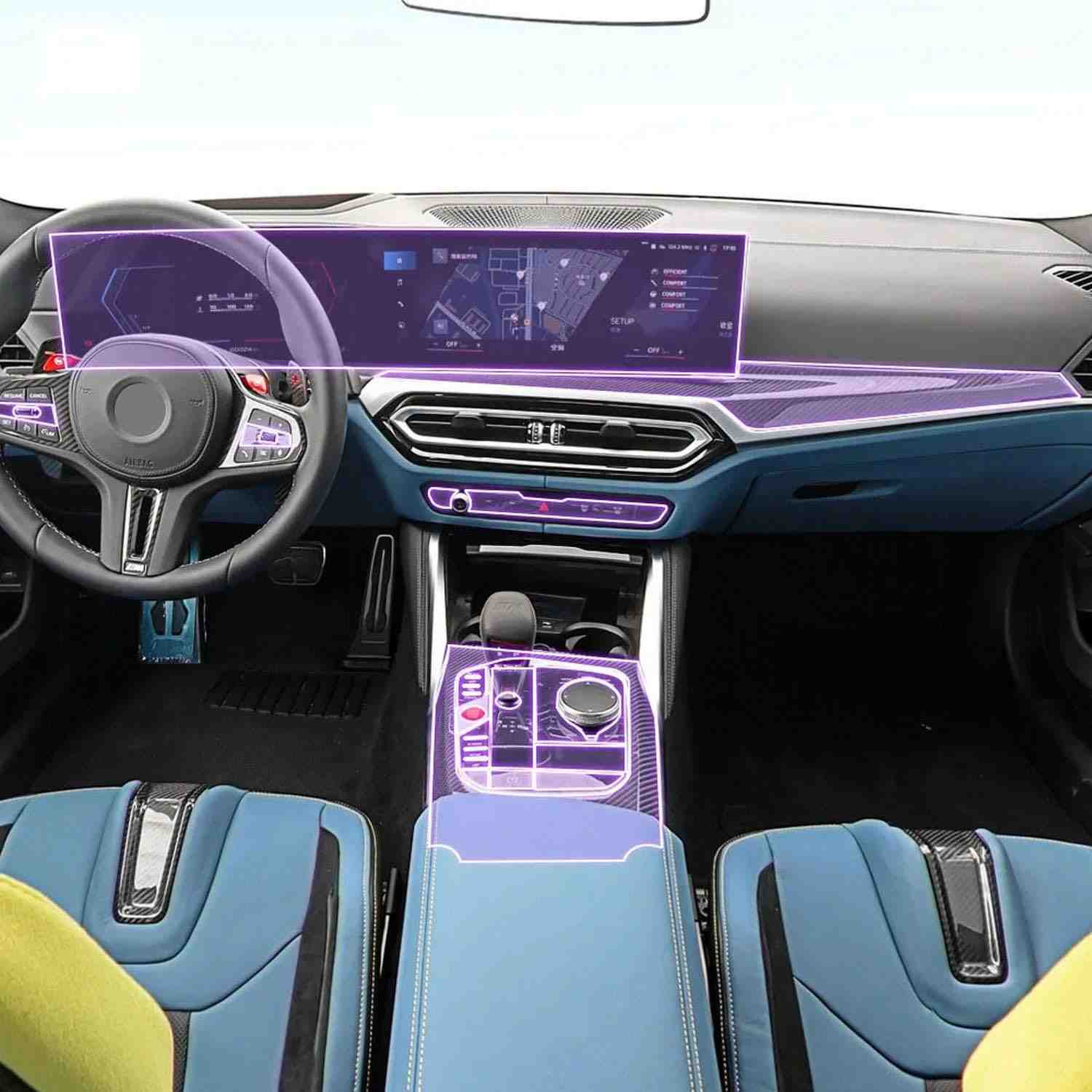 Película Protetora TPU Transparente para Console Central do Carro – Proteção Anti-Arranhões para BMW M2/M3 G87 G80 2023