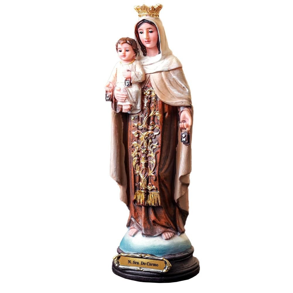 Imagem Nossa Senhora do Carmo em Resina Importada - 20cm com Detalhes Exclusivos