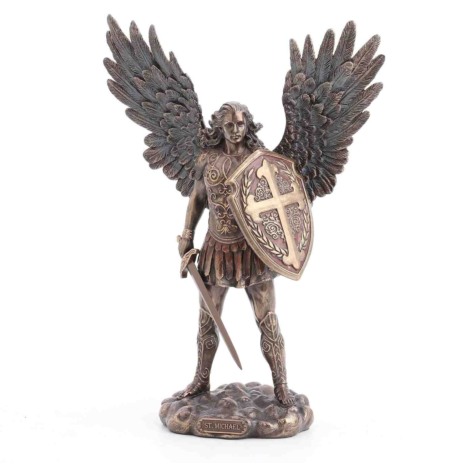 Estátua do Arcanjo São Miguel - Veronese Design 04183 | Decoração Religiosa em Bronze