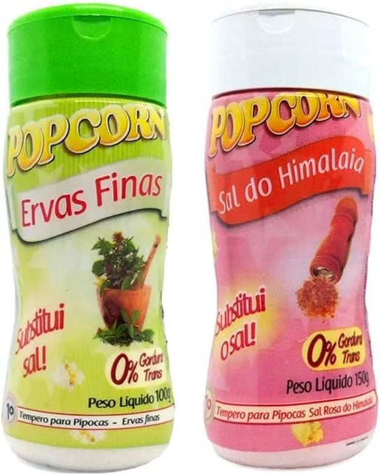 Temperos p/ Pipoca Popcorn Cx 12 Frascos: 6 Ervas Finas - 6 Sal do Himalaia