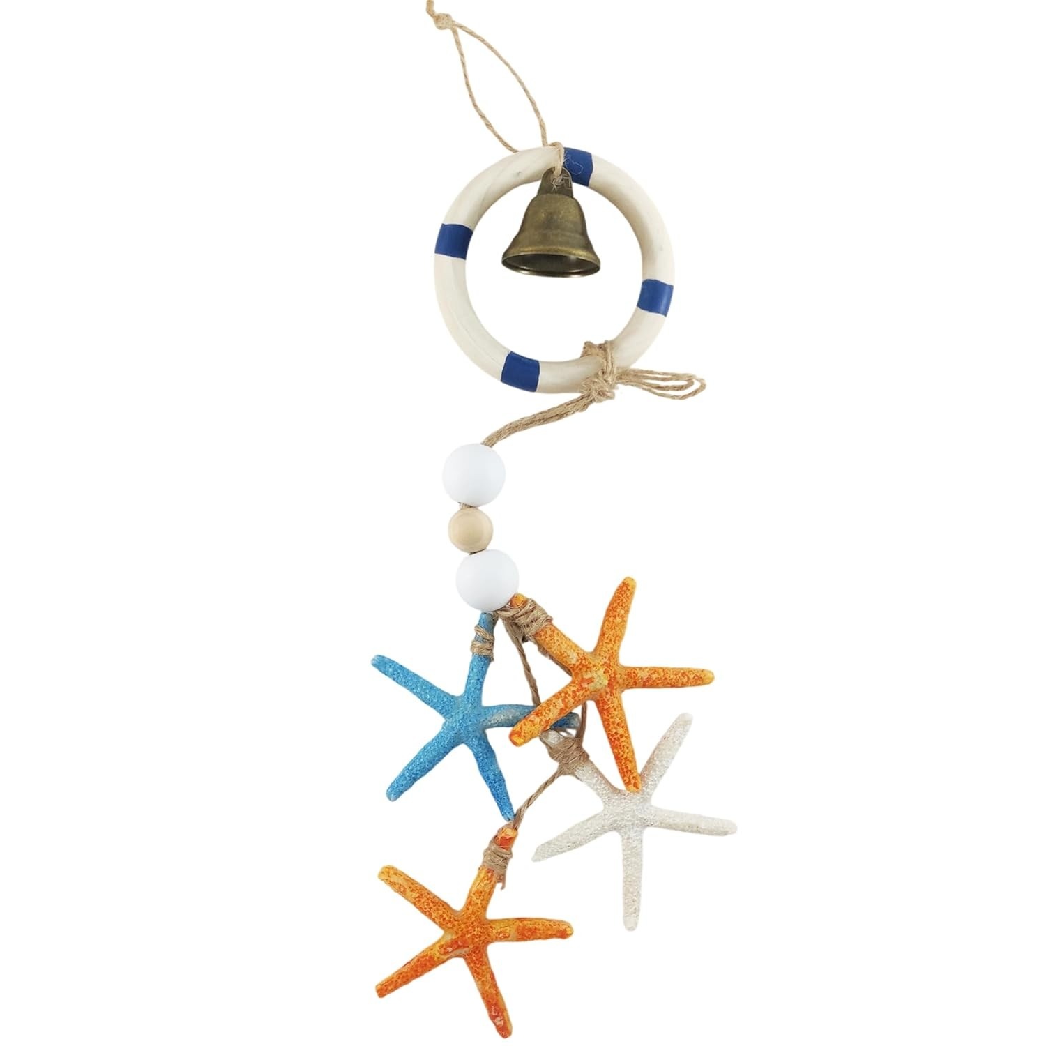 Decoração Náutica para Casa de Praia - Boia Decorativa com Sino e Estrelas do Mar