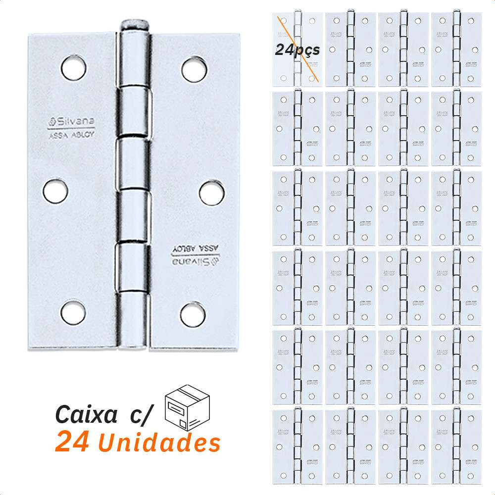 Dobradiças Silvana 850: Kit 24 pçs Até 35kg