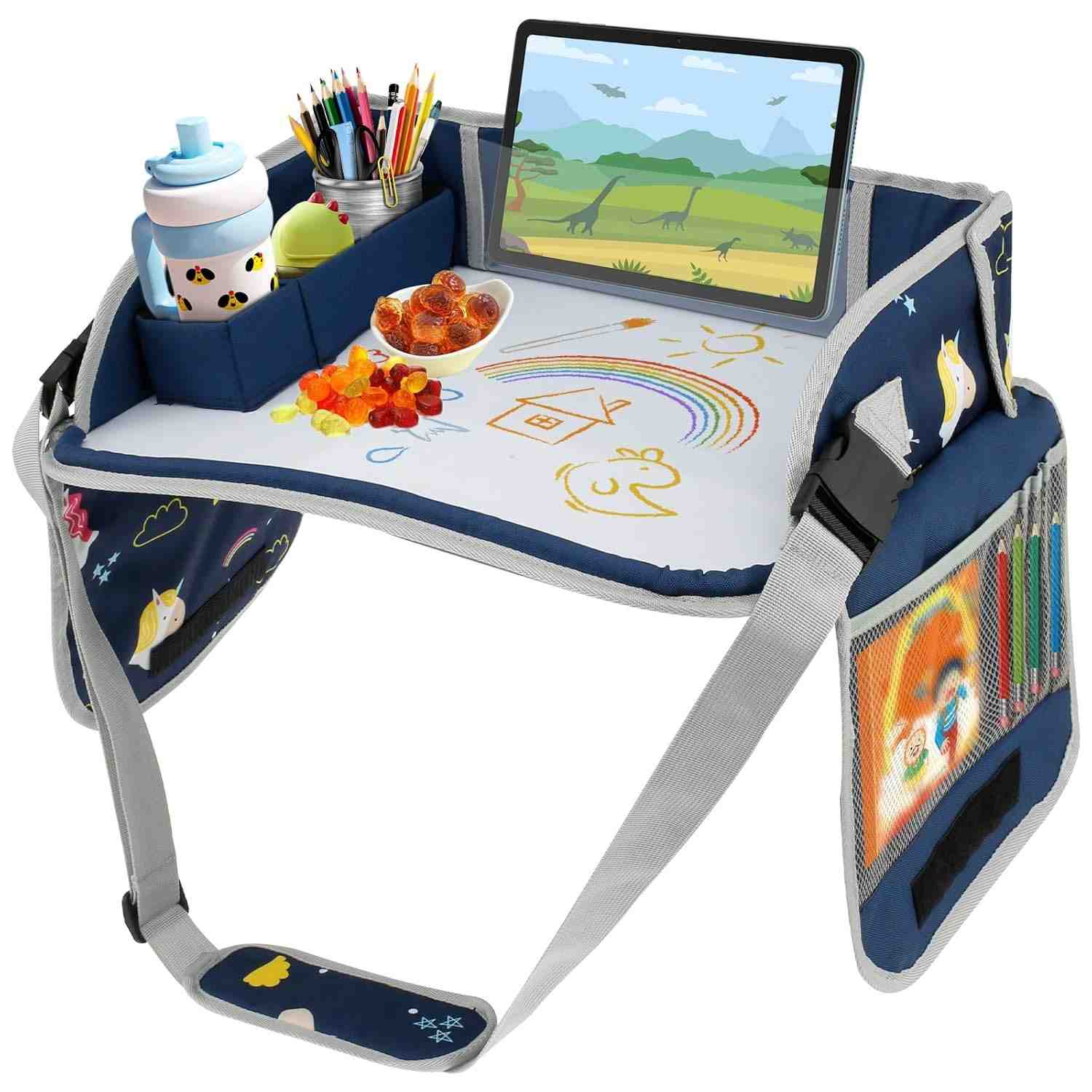 Bandeja de Viagem Infantil Impermeável e Dobrável para Carro - Atividades e Lanches Divertidos!
