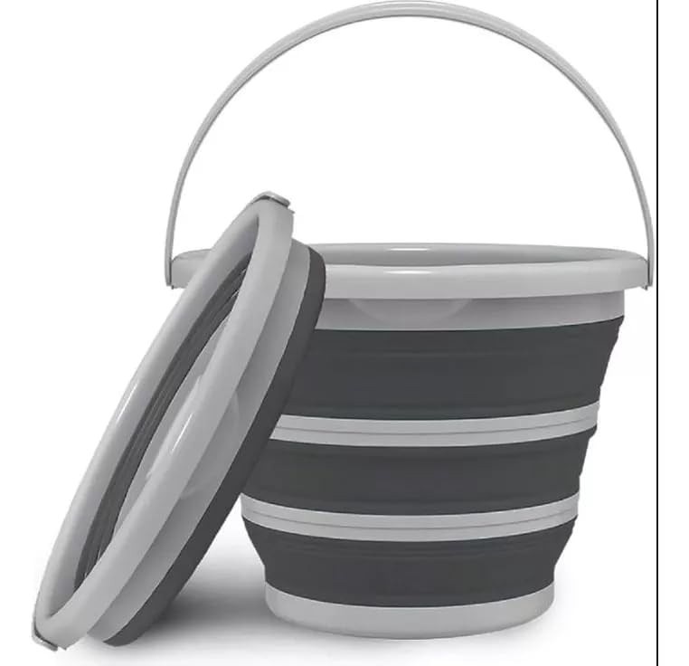 Balde Dobrável Retrátil 10L em Silicone – Com Suporte de Parede e Alça Reforçada | Ideal para Casa e Apartamentos