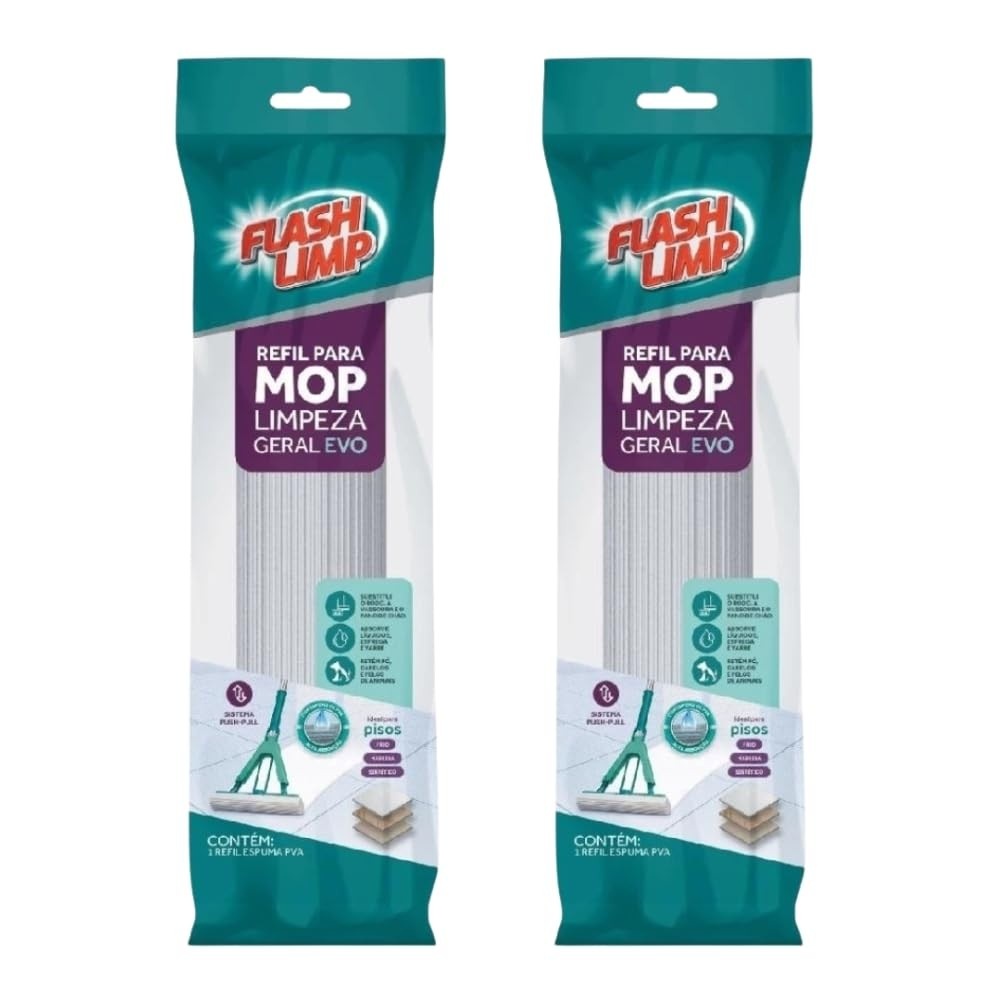 Kit 2 Refis Mop Evo Espuma PVA Dobrável - Limpeza Profissional com Rodo Mágico RMOP7673