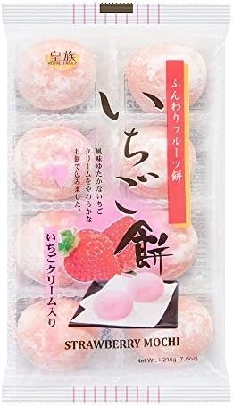 Doces Importados do Japão - Strawberry Mochi - Royal Family - 1 pacote com 8u