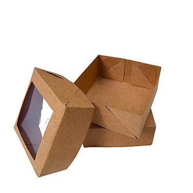Caixa Kraft com Visor: Exiba Seus Doces!
