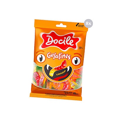 Doci Gummies Cobrinhas 80G – Kit com 8 Pct